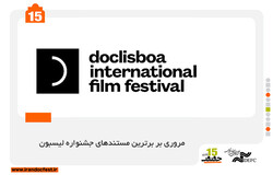 A poster for a section of Iran’s Cinéma Vérité dedicated to reviewing top films acclaimed at Portugal’s Doclisboa International Film Festival. 