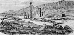 A drawing from the ruins of Istakhr in the 19th century