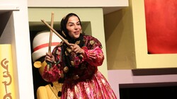 An Iranian storyteller performs during the 23rd International Storytelling Festival at the Institute for Intellectual Development of Children and Young Adults in Tehran on December 16, 2021. (Kanoon/B