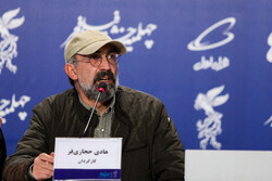 Director/actor Hadi Hejazifar attends a press conference after a screening of his directorial debut “The Situation of Mehdi” in Tehran at the 40th Fajr Film Festival on February 6, 2022. (ISNA/Amir Kh