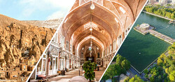 From left to right, a photo combination depicts the rocky village of Kandovan, the UNESCO-registered Bazaar of Tabriz, and Shahgoli Park as some gorgeous travel destinations of Tabriz, northwest Iran.