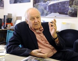 A file photo taken on March 20, 2009, shows Hans Hollein at his office in Vienna, Austria. (EPA/Roland Schlager)
