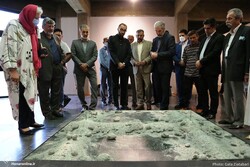 Deputy Culture Minister for Artistic Affairs Mahmud Salari (5th R) and his colleagues visit the Minimalism and Conceptual Art Exhibition at the Tehran Museum of Contemporary Art on June 21, 2022. (Hon