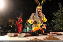 A file photo shows a tazieh group performing at the Rudaki Open-Air Theater in Tehran on August 17, 2021. (Honaronline)