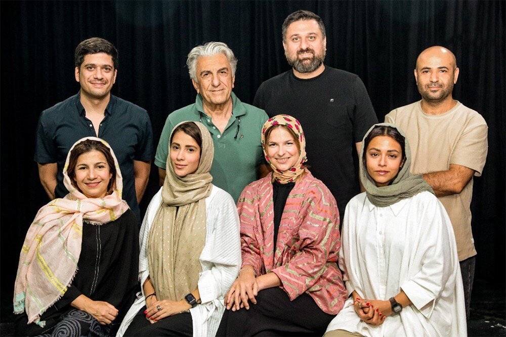 Director Arvand Dashtaray, second right in the rear row, “The Father” cast members pose in an undated photo.