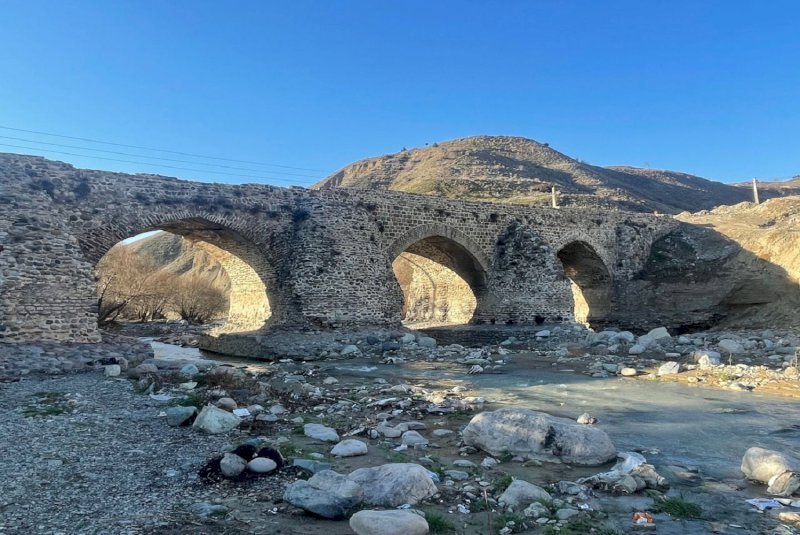 Seljuk-era arch bridge being restored