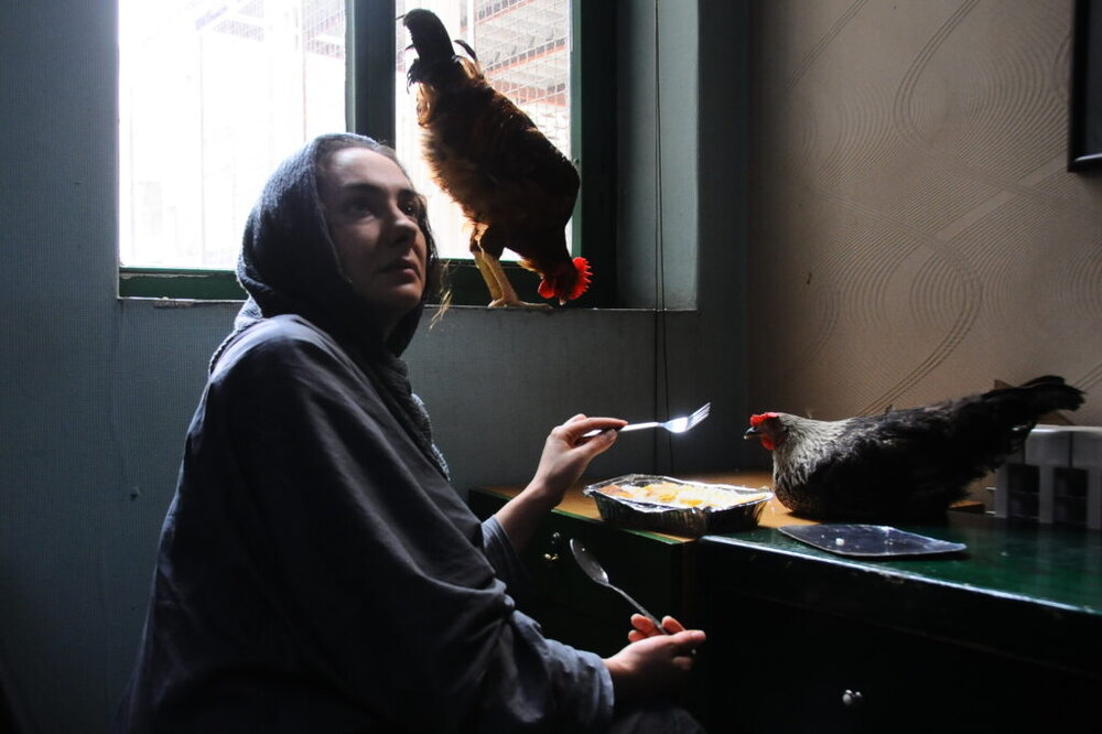 Hanieh Tavassoli acts in a scene from “The Locust” directed by Faezeh Azizkhani.
