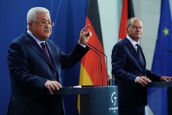 Palestinian Authority president in joint press conference with Germany's Scholz