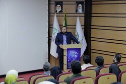 Farabi Cinema Foundation director Mehdi Javadi delivers a speech during a meeting with managers of several children’s educational centers in Tehran on October 16, 2022. 