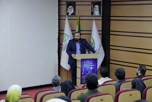 Farabi Cinema Foundation director Mehdi Javadi delivers a speech during a meeting with managers of several children’s educational centers in Tehran on October 16, 2022.