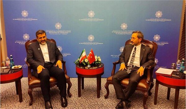 Iranian Minister of Culture and Islamic Guidance, Mohammad-Mehdi Esmaeili, meets Turkish president’s spokesperson Fahrettin Altun in Istanbul, Turkey, on October 22, 2022.