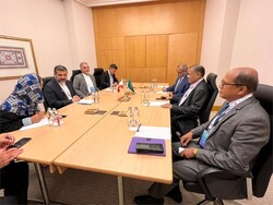 Iranian culture minister Mohammad-Mehdi Esmaeili (2nd L) and Bangladeshi Information and Broadcasting Minister Hasan Mahmud (2nd R) meet in Istanbul, Turkey, on October 22, 2022.