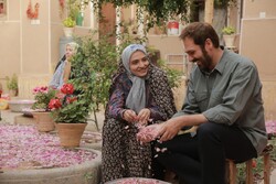 Afarain Obeisi, Gelareh Abbasi and Kurosh Tahami act in a scene from “The Daughter of Iran”.