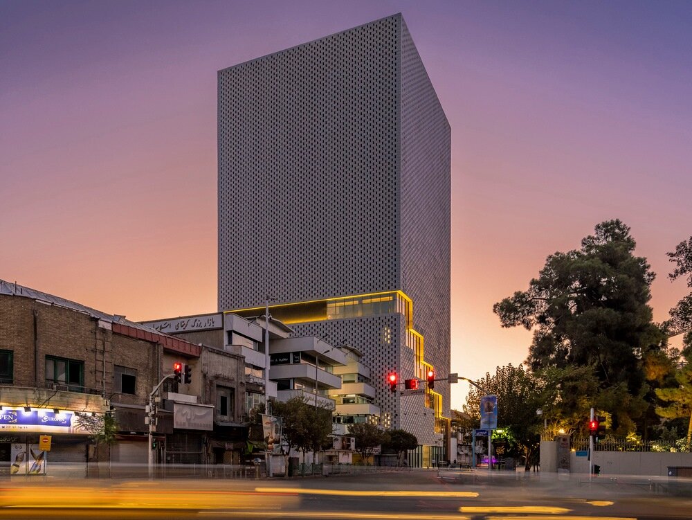 A file photo shows a view of the new Plasco Building in Tehran.