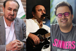 A combination photo shows Iranian musicians Abdolhossein Mokhtabad, Dariush Khajenuri and Arman Manshaei.