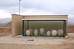 Tepe Rivi: display case constructed to showcase unearthed relics