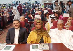 Culture minister Mohammad-Mehdi Esmaeili (L) and guests from across the world attend a meeting in Nouakchott, Mauritania on January 6, 2023 to celebrate the city as the Culture Capital of the Islamic