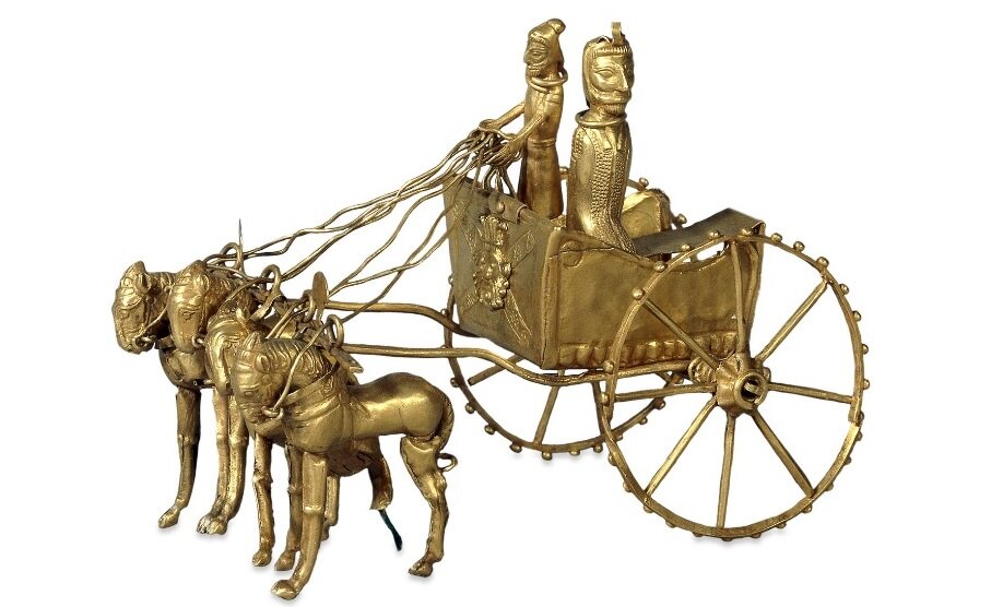 Model chariot in gold from the Oxus Treasure, Achaemenid Empire, Iran, 5th century BC