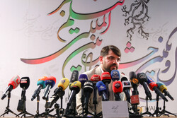 Fajr International Film Festival president Mojtaba Amini attends a press conference at Tehran’s Mellat Cineplex on January 30, 2023, to brief the media about the event. (ISNA/Alireza Masumi) 