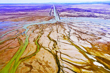 Water veins its way across Lake Urmia