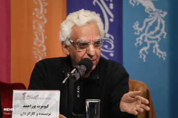 This file photo shows director Kiumars Purahmad attending a press conference for his film “Blade and Termeh” during the 37th Fajr Film Festival at Tehran’s Mellat Cineplex on January 31, 2019. (Mehr/M