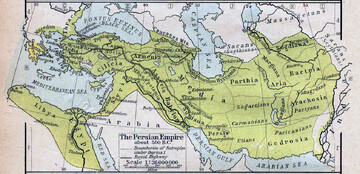 Map depicting the Achaemenid Persian empire in relation to the Persian Gulf.