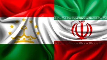 A combination photo shows the flags of Tajikistan and Iran.