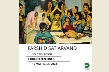 * Paintings by Farshid Satiarvand are on display in an exhibition at Doost Gallery.