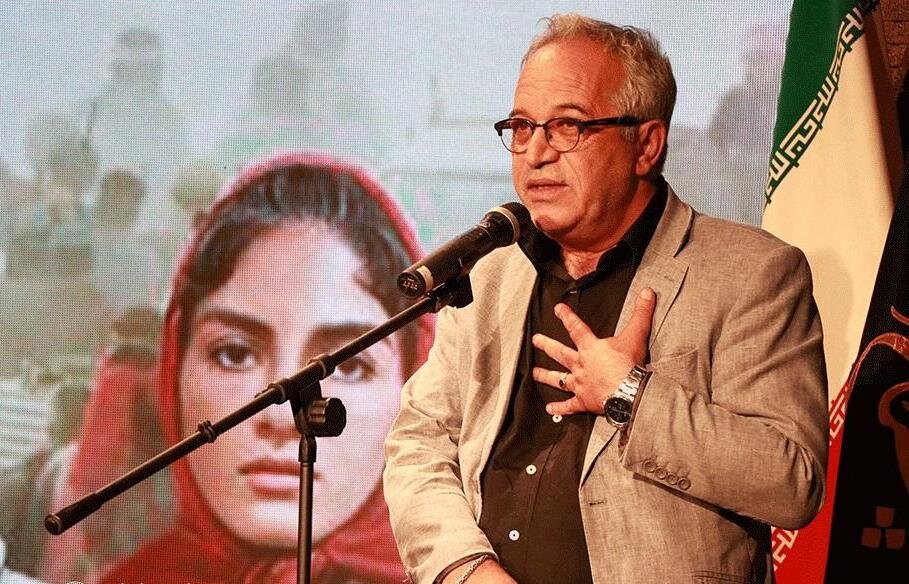 Director Mohammad-Hossein Latifi speaks after accepting the IAA Plaque of Glory in Tehran on May 29, 2023.