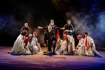 A file photo shows the Titovak Theater Troupe performing “Macbeth of Zar” at Tehran’s City Theater Complex on April 27, 2023. (Ali-Asghar Khoshkar)