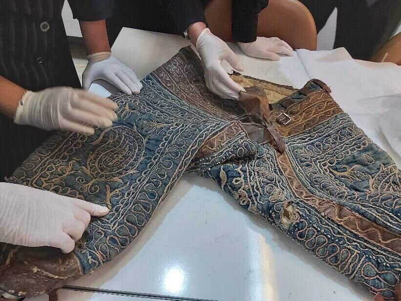 Pahlavani pants of Gholamreza Takhti, legendary Iranian freestyle wrestler, under restoration