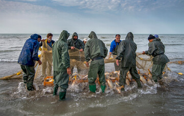 Fishing underway in Caspian Sea 