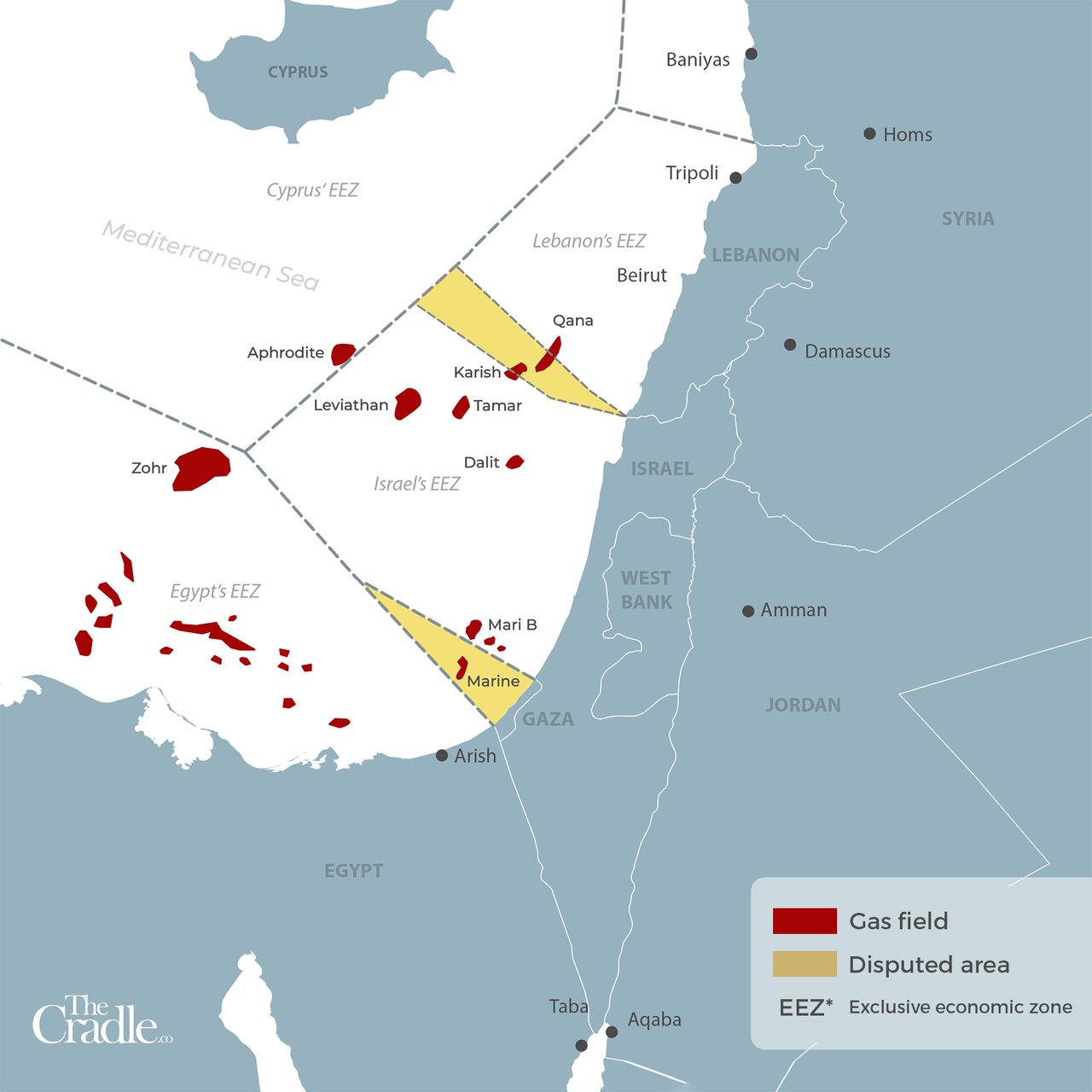 Map of Gaza's gas riches