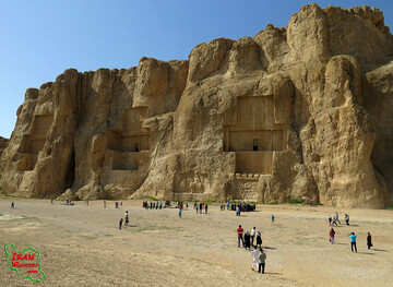 A view of Naqsh-e Rostam (literary meaning “Picture of Rostam”), a rock-carved necropolis that embraces four tombs of Persian Achaemenid kings.