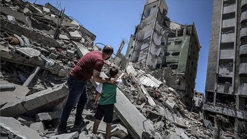 A scene of homes destroyed in Gaza
