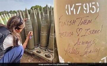 Haley's inscription on artillery shell in support of Israel's war on Gaza