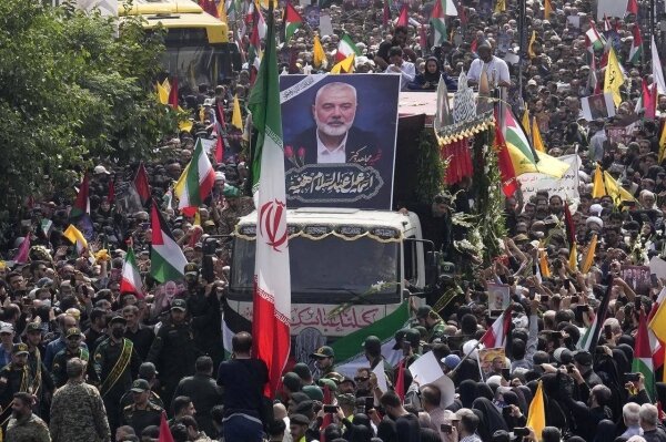 Huge funeral ceremony for Hamas political leader Ismail Haniyeh in Tehran