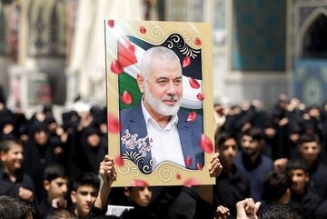 A scene of funeral procession for Haniyeh in Tehran