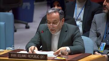 Iranian FM Araghchi addressing UN Security Council emergency meeting on Israeli war on Lebanon