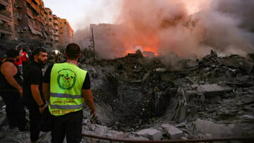 Scene of aerial bombardment in Beirut