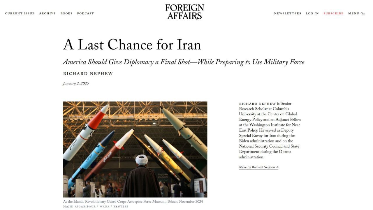 Richard Nephew's article in Foreign Affairs