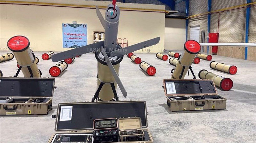 The photo displays the loitering drone “Rezvan” which was unveiled by Iran's Islamic Revolution Guards Corps (IRGC) Ground Force on January 9, 2025. (Photo by Tasnim)