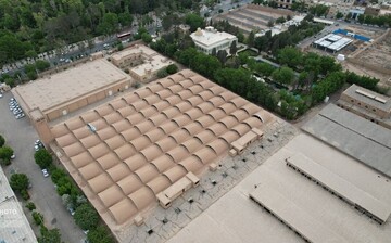 An aerial view of the Janoub textile factory located on Ayatollah Kashani Street in Yazd, central Iran.