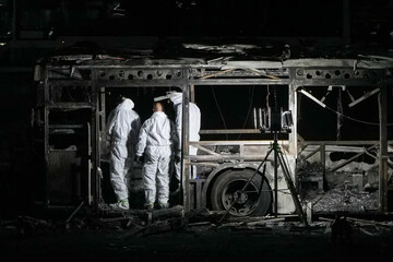 A scene of exploded bus