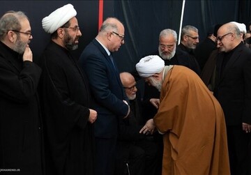 Iran’s Hojatoleslam Akhtari attends commemoration service for the Hezbollah leaders in Beirut