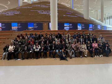 Reporters participating in the CIPCC's media exchange initiative assembled for a group photograph at the Beijing Library on March 13, 2025