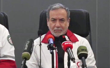 Iran's Foreign Minister Abbas Araghchi speaks at a Red Crescent New Year's headquarters meeting, on March 24, 2025.