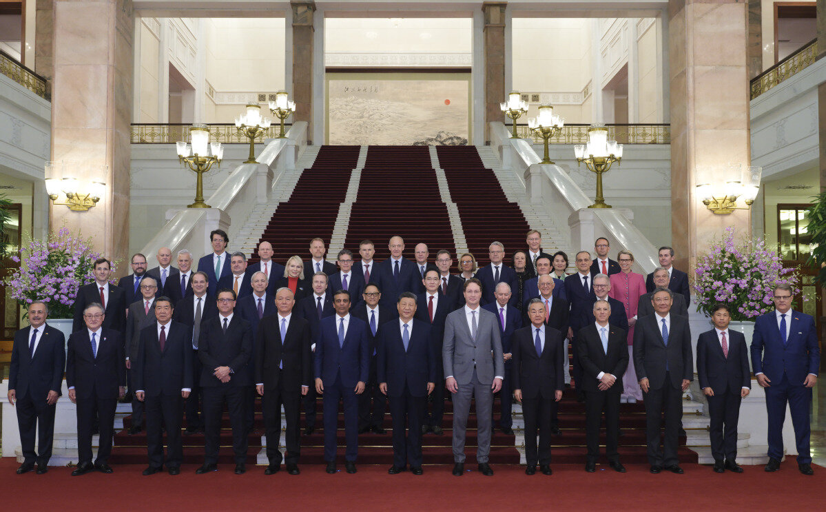 President Xi Jinping meets with representatives of the international business community at the Great Hall of the People in Beijing, March 28, 2025