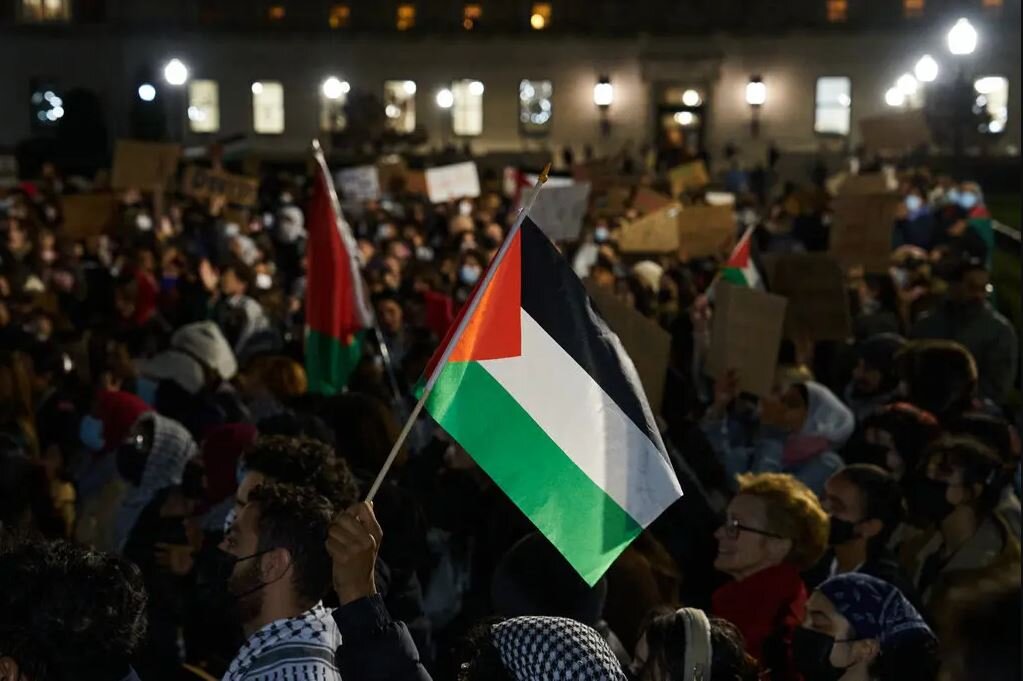 Palestine flag in crowd