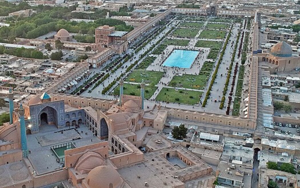 An aerial view of the UNESCO-designated Naqsh-e Jahan Square in Isfahan, central Iran.